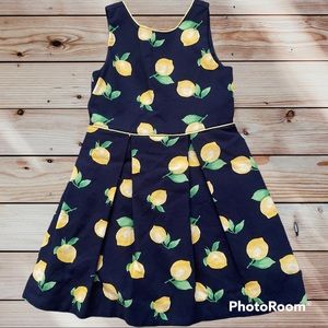 Janie and Jack Navy Lemon 🍋 Print dress from Mediterranean line sz 6 EUC
